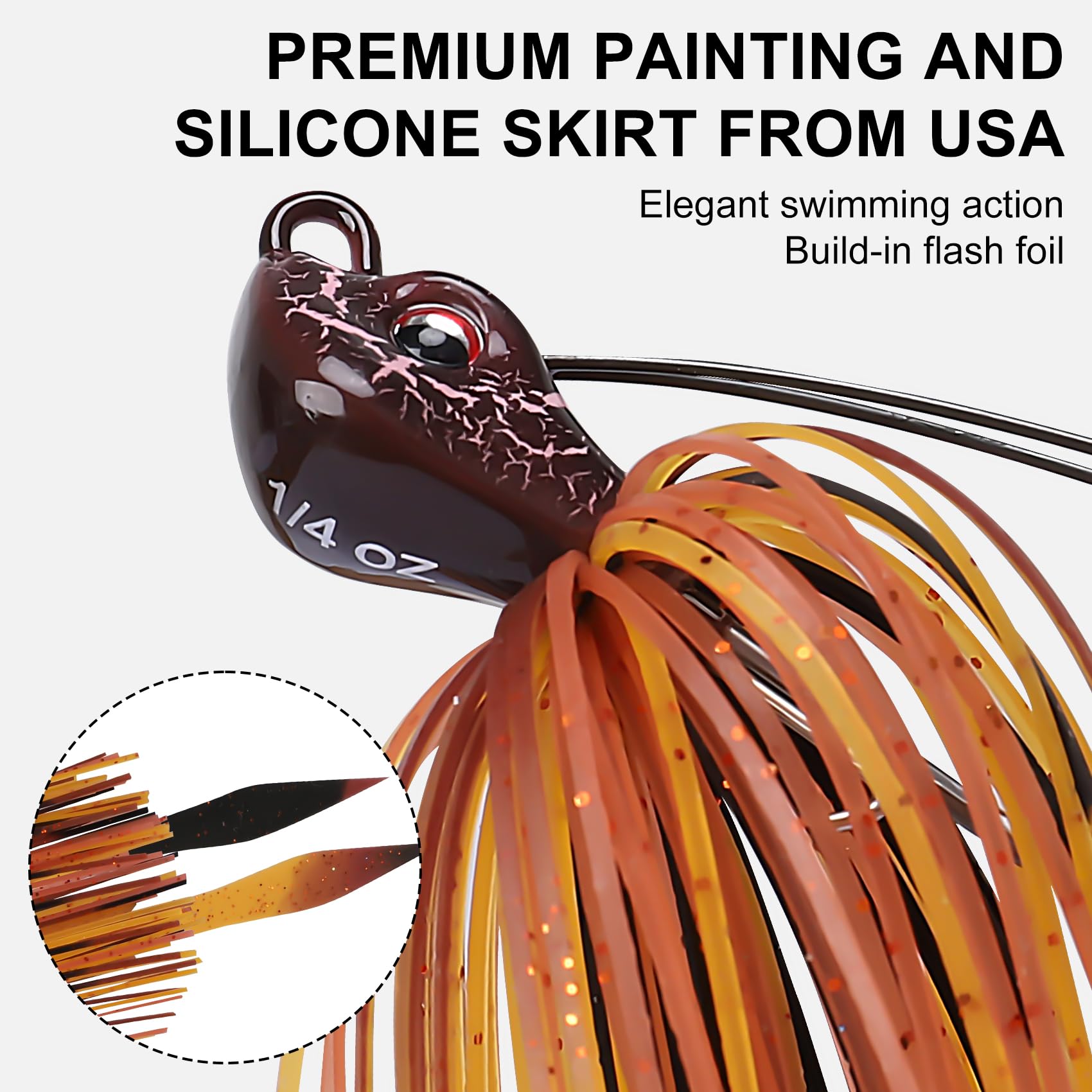 Titanium Weed Guard Swim Jig Fishing Lures with Ultra Smooth Teflon Coated BKK Hook - Kiaoa