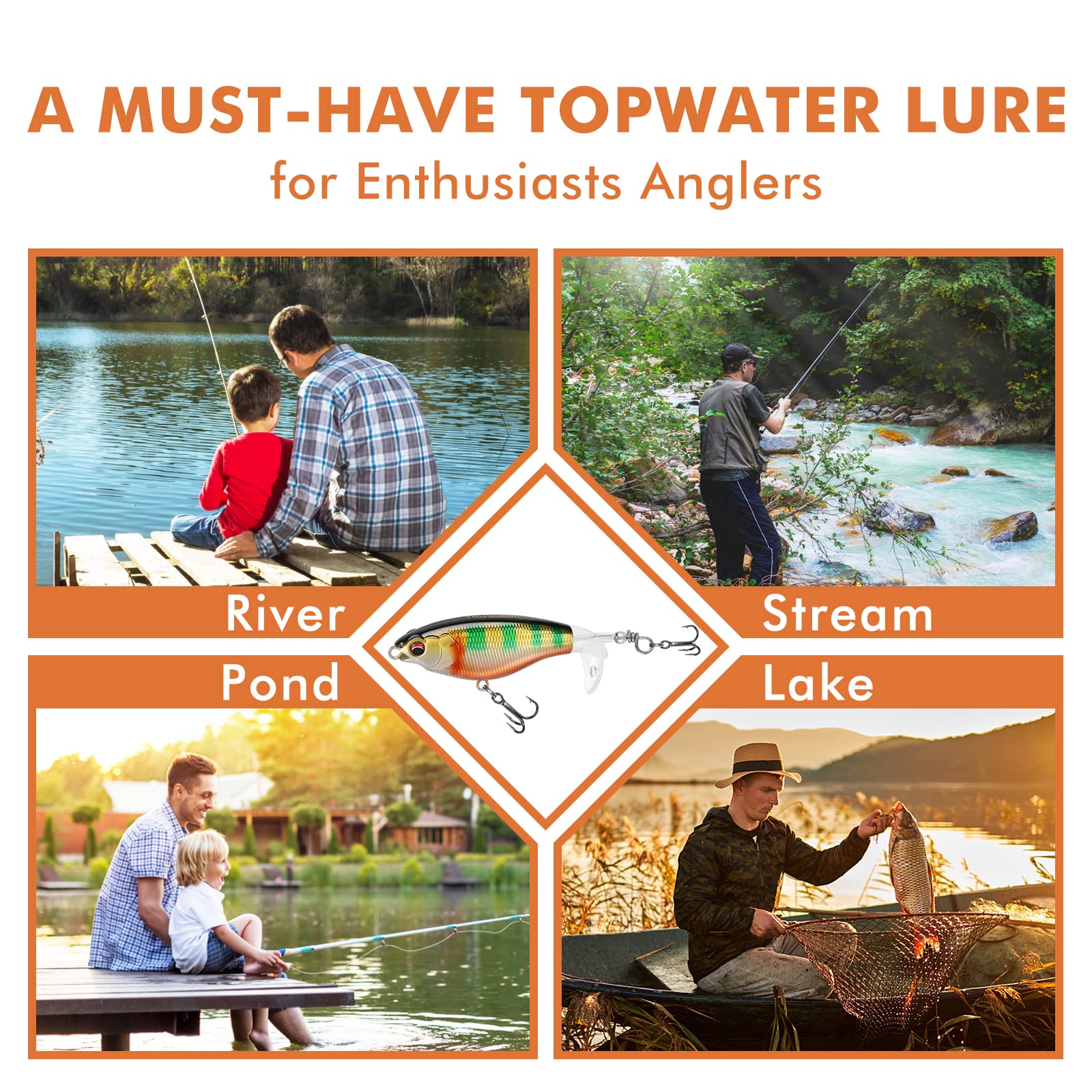 Topwater Revenge Plopper Lure Single Blade - Kiaoa