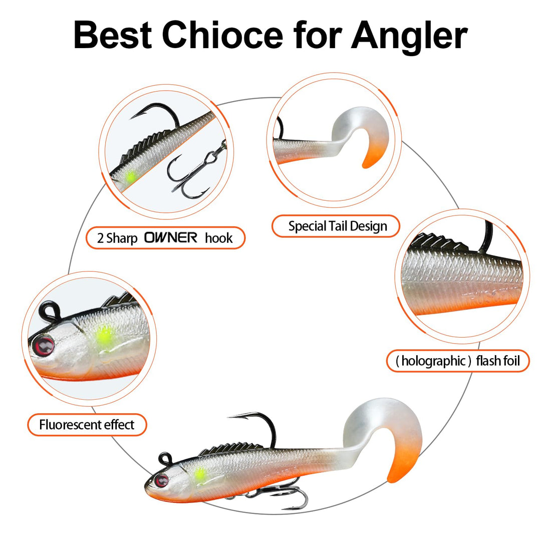 TRUSCEND Curly Tail Swimbait Soft Bait Lures for Bass - Truscend Fishing