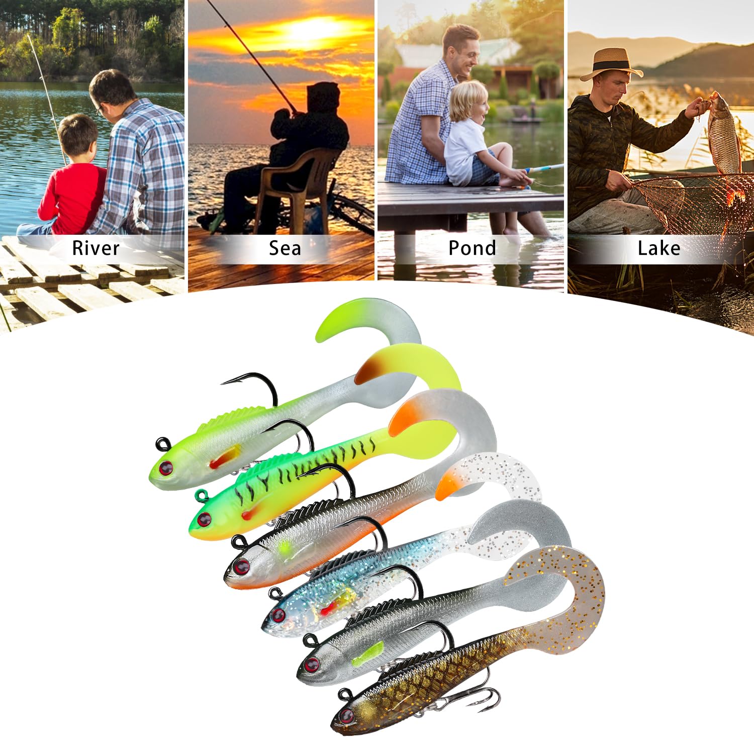 Fishing Lures Lifelike Swimbait for Bass Trout Crappie - Kiaoa