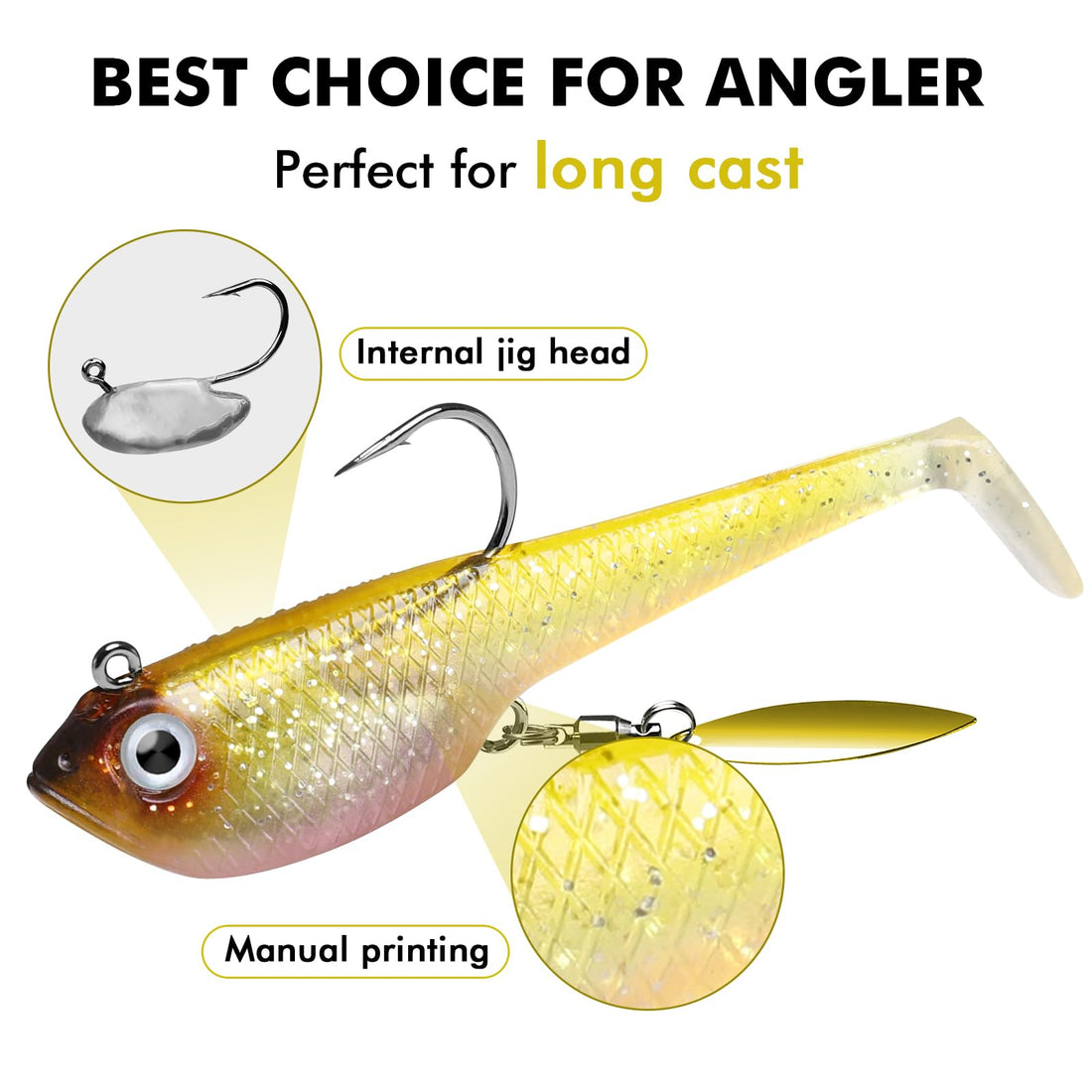 Tadpole Lure Paddle Tail with Spinner - Kiaoa