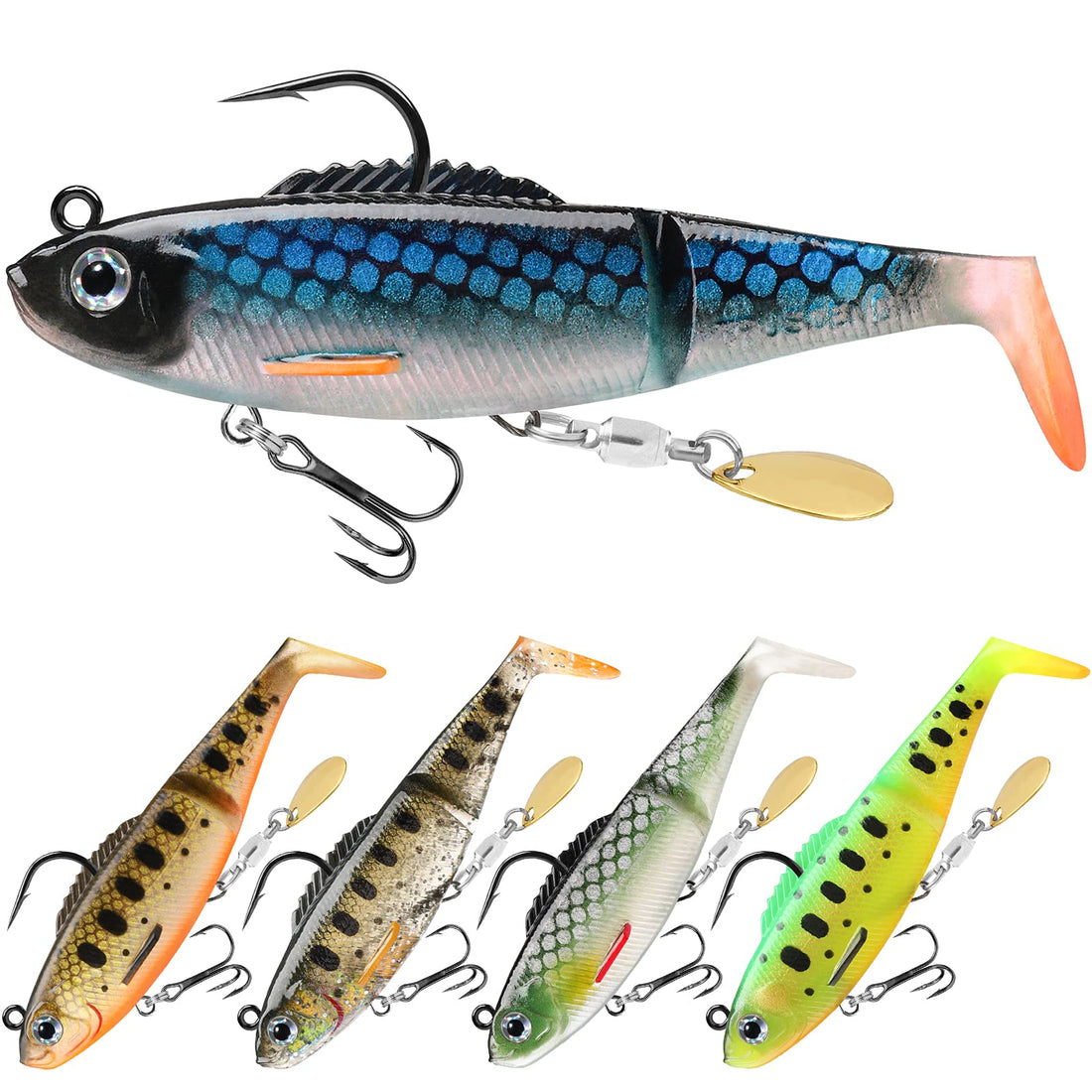 Soft Glide Bait Paddle Tail Swimbait with Spinner - Kiaoa