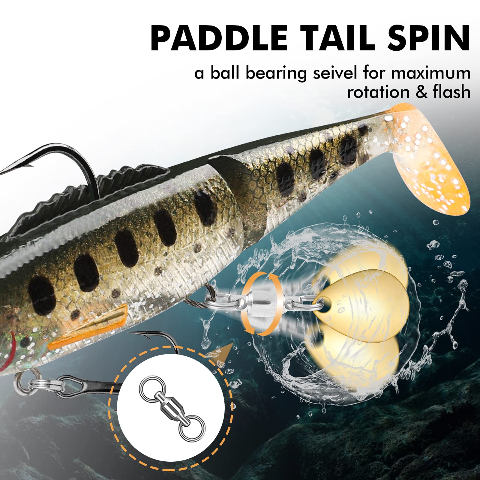 Soft Glide Bait Paddle Tail Swimbait with Spinner - Kiaoa