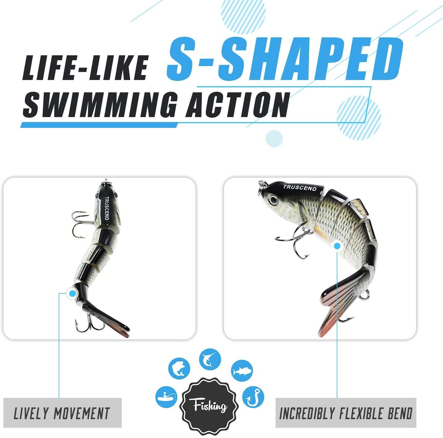 TRUSCEND Multi Jointed Swimbait 6 Segments Lure for Bass - Truscend Fishing